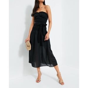 NWT Moon River Black Ruched Tie Front Dress - size M
